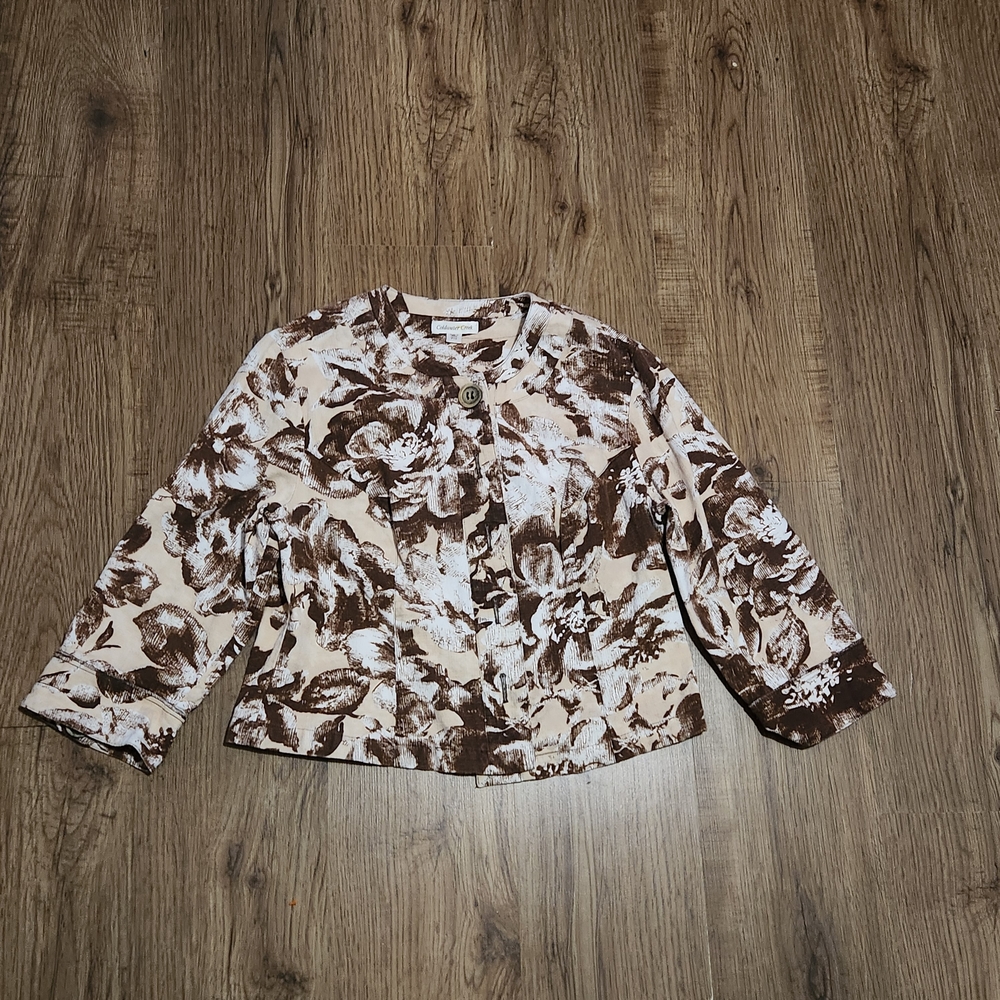 Coldwater Creek Brown and Cream Patterned Jacket